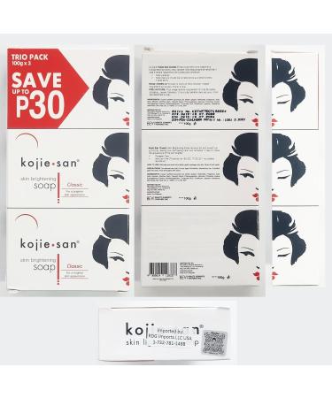 Kojie San Skin Brightening Soap - Original Kojic Acid Soap for Face & Body - Cosmetic Soap for Beautifully Fresh Skin (3 X 100g Bars) - Buy Online on GoSupps.com