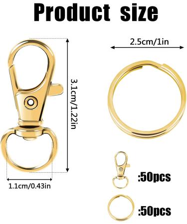 100PCS Gold Swivel Clasps Lanyard Snap Hooks with Key Rings - Ideal for Keychains, Jewelry Making and DIY Crafts - Buy Online on GoSupps.com