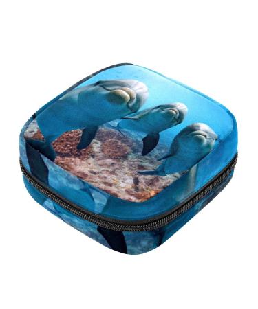 Women's napkin storage bag dolphin While looking at them from the ocean portable women's bandages storage bags female menstruation first period bag