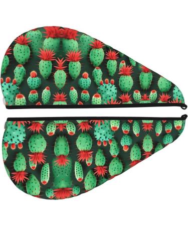 Many Small Cactus Art Coral Velvet Dry Hair Cap | Ideal for Home Travel Pool Parties & More - Buy Online on GoSupps.com