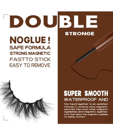 Magnetic Eyelashes with Eyeliner Kit - 10 Pairs Natural 3D Reusable Lashes Long Lasting & Easy Application with Brown Liner - Shop Now - Buy Online on GoSupps.com