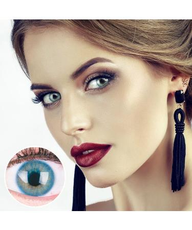 Very Covering Natural Blue Contact Lenses | Silicone Comfort Novelry Jasmine Blue | 1 Pair with Container | DIA 14.00 | -1.50 Diopters | Glamlens - Buy Online on GoSupps.com