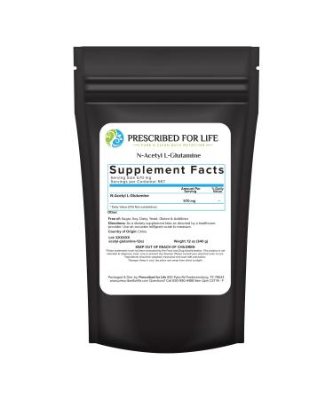 Prescribed For Life N Acetyl L Glutamine Powder Pure L Glutamine Amino Acids Supplement (340g) 11.99 Ounce (Pack of 1)