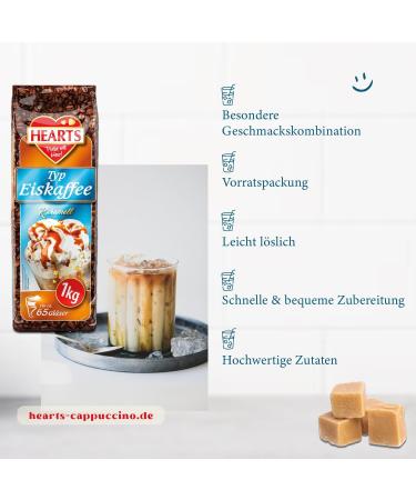 HEARTS Iced Coffee Caramel Powder for Summer Quick Brew Instant Milky Creamy 5 Count Makes 400 Cups 5 Count - Buy Online on GoSupps.com