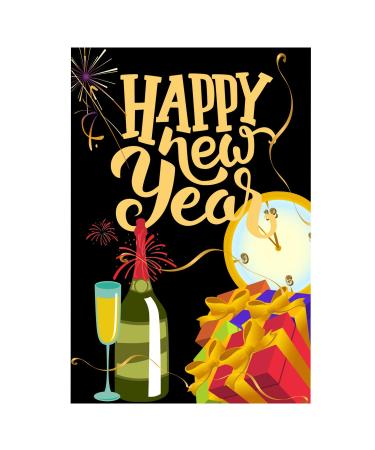 YSECTL PANHUI Happy New Year Garden Flag Champagne Bottle Celebrate Holiday Yard Lawn Outdoor Flag 12 x 18