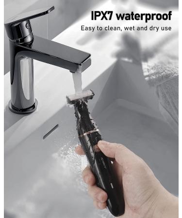 Kibiy Men's Body Hair Trimmer: Rechargeable Groin and Ball Trimmer, Waterproof Wet/Dry Electric Razor with 2 Combs (Black) - Buy Online on GoSupps.com