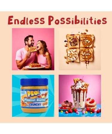 PEO's 3 x 340g Crunchy Peanut Butter | Natural Peanut Butter Made with Roasted Peanut Kernels | Delicious Peanut Cream with Full Taste - Buy Online on GoSupps.com