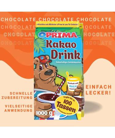 OPRIMA Lot de 10 boissons au cacao en poudre de cacao solubles pour toute la famille 1 kg - Buy Online on GoSupps.com