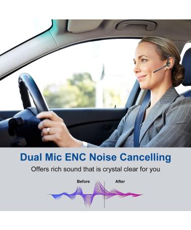 CVC 8.0 Dual Mic Noise Cancelling Bluetooth Headset V5.0 for iPhone Android - Hands-Free Wireless Earpiece for Driving and Office - Buy Online on GoSupps.com