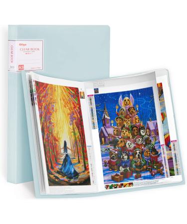 A3 Diamond Painting Storage Book  60 Views Art Portfolio Presentations Folder with 30 Pages Protectors  17.3x12.8in Green