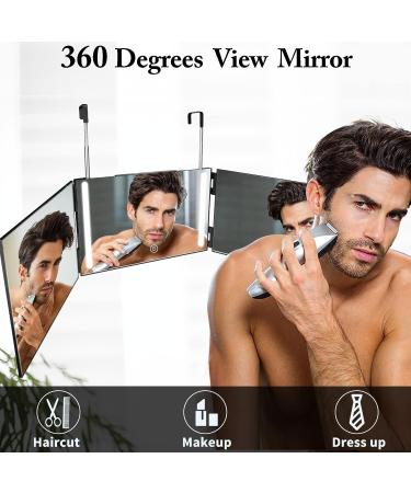 UHdod 3 Way LED Lighted Mirror for Self Hair Cutting - Portable & Adjustable Barber Trifold Mirror - Buy Online on GoSupps.com