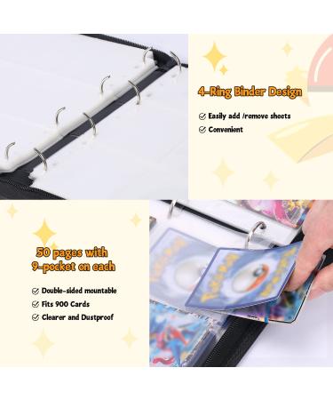 Simboom 9 Pocket Trading Card Binder - 900 Cards Capacity with Zipper, 50 Removable Sleeves - Ideal for Game/Sports Card Collectors - Buy Online on GoSupps.com