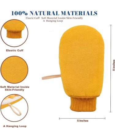 Deep Exfoliating Glove for Shower - Double-Sided Body Scrub Mitt Eco-Friendly Loofah Sponge & Dead Skin Remover - Perfect for Home Spa (Yellow - Buy Online on GoSupps.com