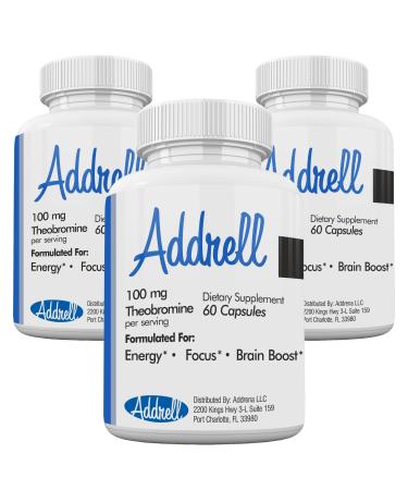 Addrell Energy Stimulant Pills- Study Supplement Alternative Pill Natural Nootropic Supplements & Cognitive Enhancer Substitute to Elevate Mental Clarity for Women & Men- 180 Capsules