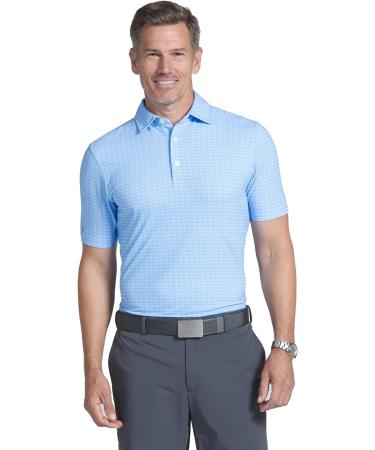 IBKUL Men's Athleisure UPF 50+ Icefil Cooling Polo - Charcoal/Lavender Curled Waves (Modern Fit, Size Large) - Buy Online on GoSupps.com