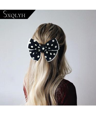 SXQLYH Bow Hair Clip Satin Polka Dots 2 Pieces Hair Clips Ladies with Large Bow Women Hair Bows Hair Clips French Hair Clips Ballerina Bow Elegant Satin Hair Accessories - Buy Online on GoSupps.com