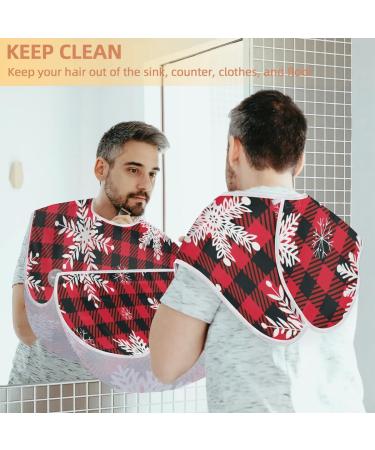 Buy Beard Bib Apron - Non-Stick Waterproof Beard Catcher for Men | Perfect for Shaving & Trimming | Christmas Snowflake Plaid - Buy Online on GoSupps.com