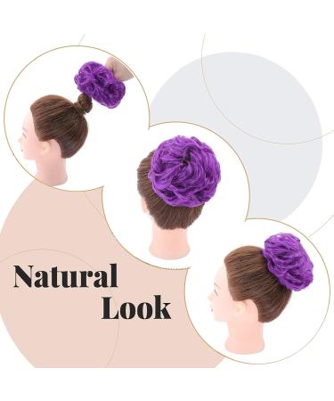 Silk-Co Hair Part with Rubber Band | Wavy Soft Bun Extensions | 45g Thickening Curly Messy Updo in Lila Purple - Buy Online on GoSupps.com