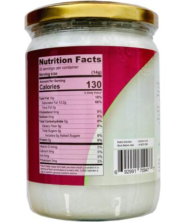 Jiva Organics 100% Virgin Coconut Oil 17.6 Ounce Glass Jar - Non-GMO - from Premium Fresh Sri Lankan Coconuts - Buy Online on GoSupps.com