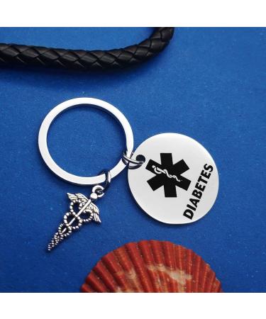 Stainless Steel Diabetes Keychain | Medical Alert Tag for Men Women Kids | Emergency Health Symbol - Buy Online on GoSupps.com