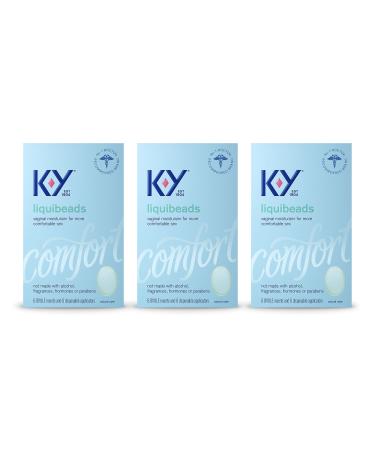 Personal Lubricant, K-Y Liquibeads Vaginal Moisturizer, 6 Bead Inserts and 6 Applicators to Supplement a Woman's Natural Moisture for Comfort and Sex (Pack of 3)