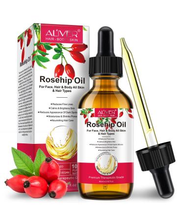 Oimmal Rosehip Oil for Face - Anti Wrinkle Oil with Vitamin A C - Cold Pressed - Carrier Oil for Hair Body Scars Face and Scalp