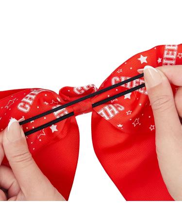 20 Pack 8 Inch Cheer Bows for Women & Girls - Elastic Ponytail Holders for Softball, Volleyball, Gymnastics - Large Bulk Polyester Hair Ribbons - 2 Designs Red & White - Buy Online on GoSupps.com