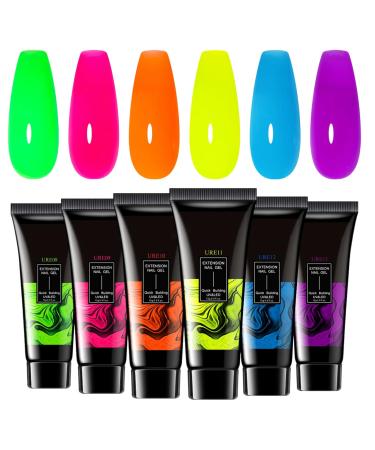 Glow-in-the-Dark Gel Nail Kit | 6 Glitter Colors for Quick Manicures for Women and Girls
