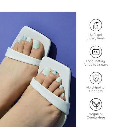 Shop Nailog Semi Cured Gel Nail Strips - Glossy Summer Breeze Toenail Polish Wraps (32 Pcs) - Perfect for At-Home Pedicures - Buy Online on GoSupps.com