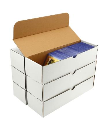 Cardboard Storage Boxes for Trading Cards,Baseball, Football, Basketball, Hockey, Sportscards, Trading Card Storage Box for Toploader full lid-Corrugated Cardboard Storage Boxes+ 8sheets labels sticker(6-Pack, White) 6-Pack White