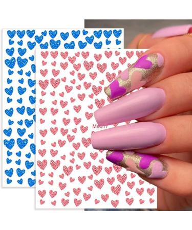 Taicols 10 Sheets 3D Design Nail Stickers Glitter Heart Nail Stickers Self-Adhesive Valentine's Day Nail Stickers Shiny Love Heart Nail Stickers DIY Nail Art Nails Decoration for Women Girls - Buy Online on GoSupps.com