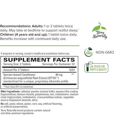 Terry Naturally AnxioCalm - Fast-Acting Anxiety Relief - 75 Tablets - Non-Drowsy & Non-Addictive Formula - Safe for Adults & Children 4+ Years - Non-GMO - 37 Servings - Buy Online on GoSupps.com