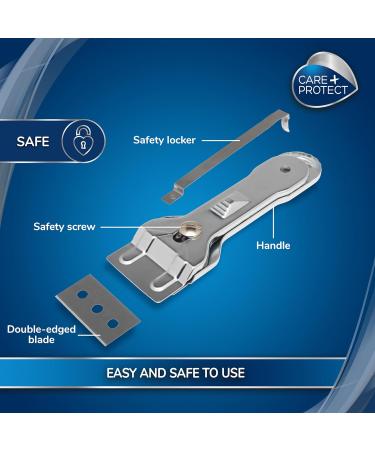 CARE + PROTECT Cleaning Scraper for Glass, Ceramic & Induction Hobs - No Scratch, Safe Blade, Leaves Surfaces Bright & Shiny - Replaceable Blade - Buy Online on GoSupps.com
