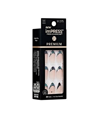 Buy KISS imPRESS No Glue Mani Press-On Nails | Premium Visions Green Almond Shape Medium Size - 30 Nails + Prep Pad & More - Buy Online on GoSupps.com