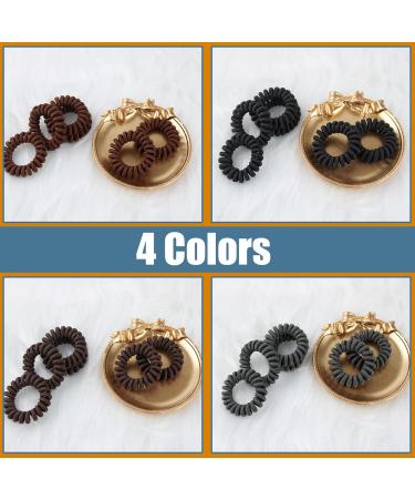 Spiral Hair Ties - 24 Pieces Ponytail Holders for Women, Girls - No Crease Coil Hair Ties for Thick, Thin Hair - Phone Cord Hair Ties - Light Brown, Dark Brown, Dark Grey, Black - Buy Online on GoSupps.com