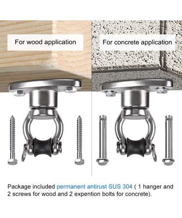BeneLabel Permanent Antirust Stainless Steel Heavy Duty Swing Hanger 1200LB Capacity  Bearing Swing Hook 360 Rotation  2 Wood Screws  2 Expansion Bolts  Yoga Hammock Chair Sandbag  Swing Set - Buy Online on GoSupps.com