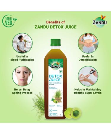 ZANDU Detox Juice 1L - 100% Ayurvedic & Natural Rich in Vitamin C Supports Body Detox & Blood Purification - Buy Online on GoSupps.com