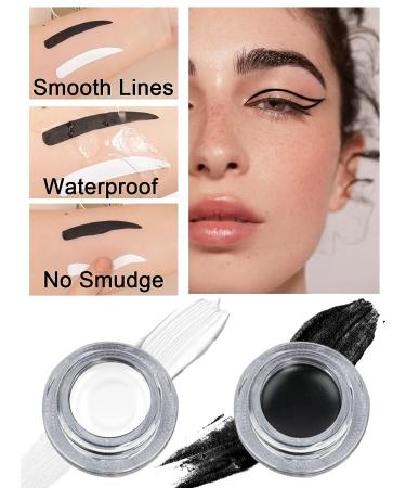 Gorvalin Black and White Gel Eyeliner Set with Brushes - Waterproof 2-in-1 Cream Eyeliner & Eyebrow Gel Kit - Buy Online on GoSupps.com