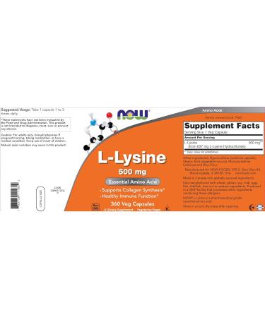 Buy Now L-Lysine 500 mg - 360 Capsules | Best Price & Fast International Shipping - Buy Online on GoSupps.com