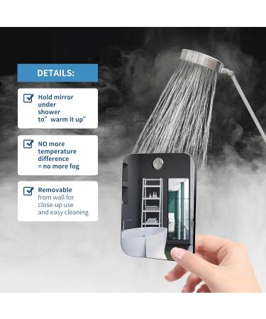 Shatterproof Fogless Shower Mirror 2 Pack - Larger 10.7 x 8 Inch, Unbreakable Plexiglass, Wall Hanging & Handheld, Perfect for Shaving, Makeup, Travel, Camping - Men's Bathroom Essentials - Buy Online on GoSupps.com