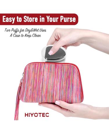 Hiyotec Triangle Makeup Puff Set - 2 Soft Velour Powder Puffs with Case for Setting Powder & Foundation - Black - Buy Online on GoSupps.com