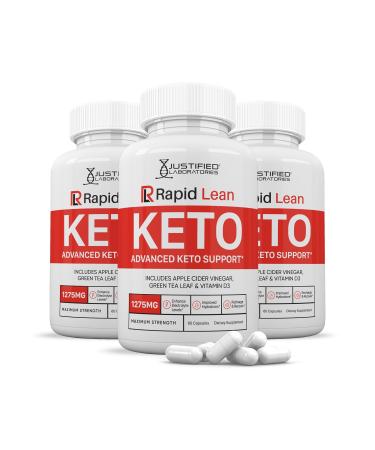 (3 Pack) Rapid Lean Keto ACV Pills 1275MG Keto Support Blend Capsule Alternative to Keto ACV Gummies Formulated with Apple Cider Vinegar Extra Virgin Olive Oil Powder Green Tea Leaf 180 Capsules