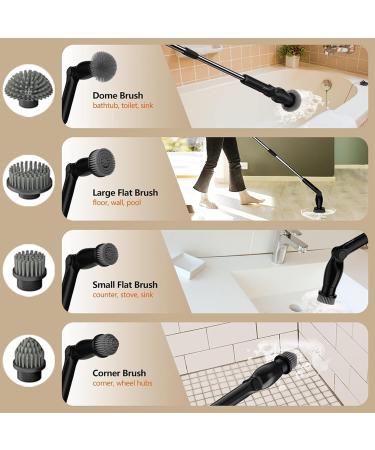 Electric Spin Scrubber Cordless Cleaning Brush with Adjustable Extension Handle 8 Replaceable Brush Heads Power Display IPX5 Waterproof Shower Scrubber for Floor Tile Car - Buy Online on GoSupps.com