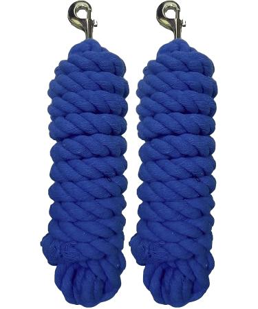 Majestic Ally Pack of 2 Cotton Lead Ropes for Horses & Livestock - 10ft x 5/8in, Royal Blue - Buy Online on GoSupps.com
