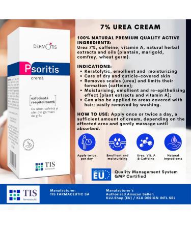 Psoritis 7% Urea Cream - Treat Eczema Keratosis & Psoriasis | Hydrate Dry Cracked Skin on Body Feet Elbows & Knees | Enriched with Caffeine & Vitamin A - Buy Online on GoSupps.com