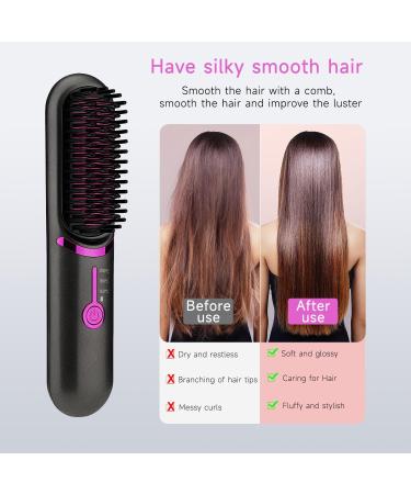 QUMOX Cordless Hair Straightener Brush - Portable Mini Ionic Comb for Travel Lightweight Ceramic Styling Tool for Women - Buy Online on GoSupps.com