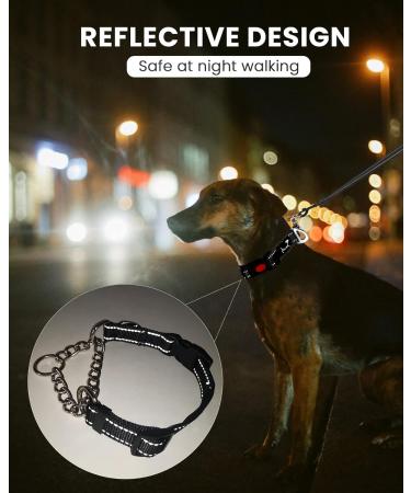 PETTOM Medium Half Choke Dog Collar - Chew Proof Metal Chain Collar for Medium/Large Dogs (M 17-20inch, Black) - Buy Online on GoSupps.com