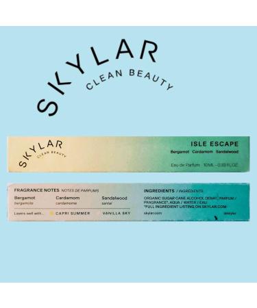 Skylar Isle Escape Eau de Parfum - Hypoallergenic & Clean Perfume for Women & Men Vegan & Safe for Sensitive Skin - Fresh Perfume with Notes of Bergamot Cardamom & Sandalwood - 10mL /0.33 Fl oz - Buy Online on GoSupps.com