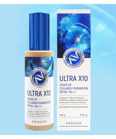 Enough Ultra X10 Cover Up Collagen Foundation Hydrating Foundation for Dry Skin Korean Skin Care Tinted Moisturizer Sunscreen - #23 Natural beige - 3.53 Oz - Buy Online on GoSupps.com
