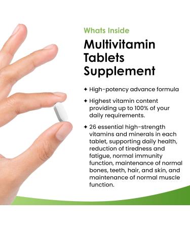 High Strength Vegan Multivitamin & Minerals with Iron - 26 Essential Active Tablets for Men & Women | A-Z Complete Daily Vitamins | Gluten & GMO Free | 3 Month Supply | UK Made - Buy Online on GoSupps.com